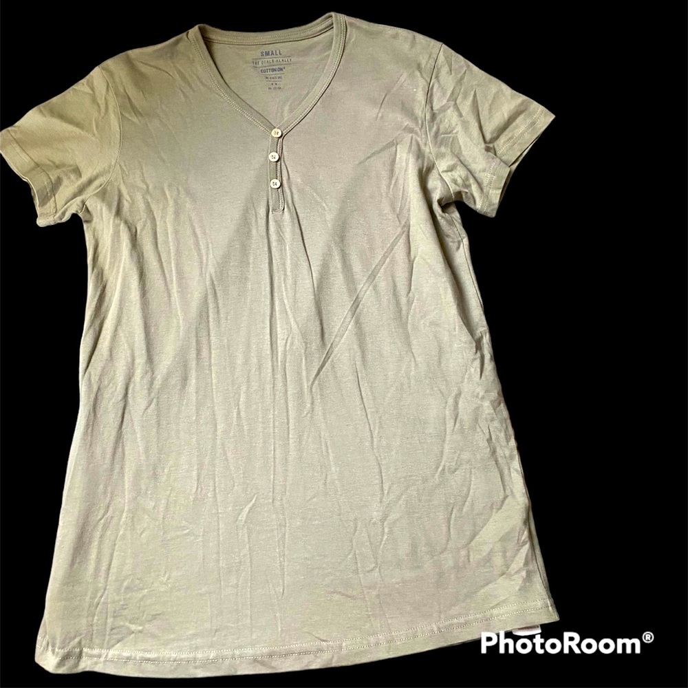 Olive V-neck Button